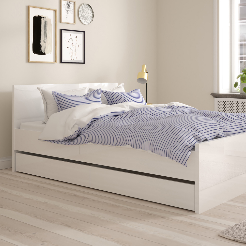 Florence White High Gloss Underbed Drawer Set of 2 Image 2