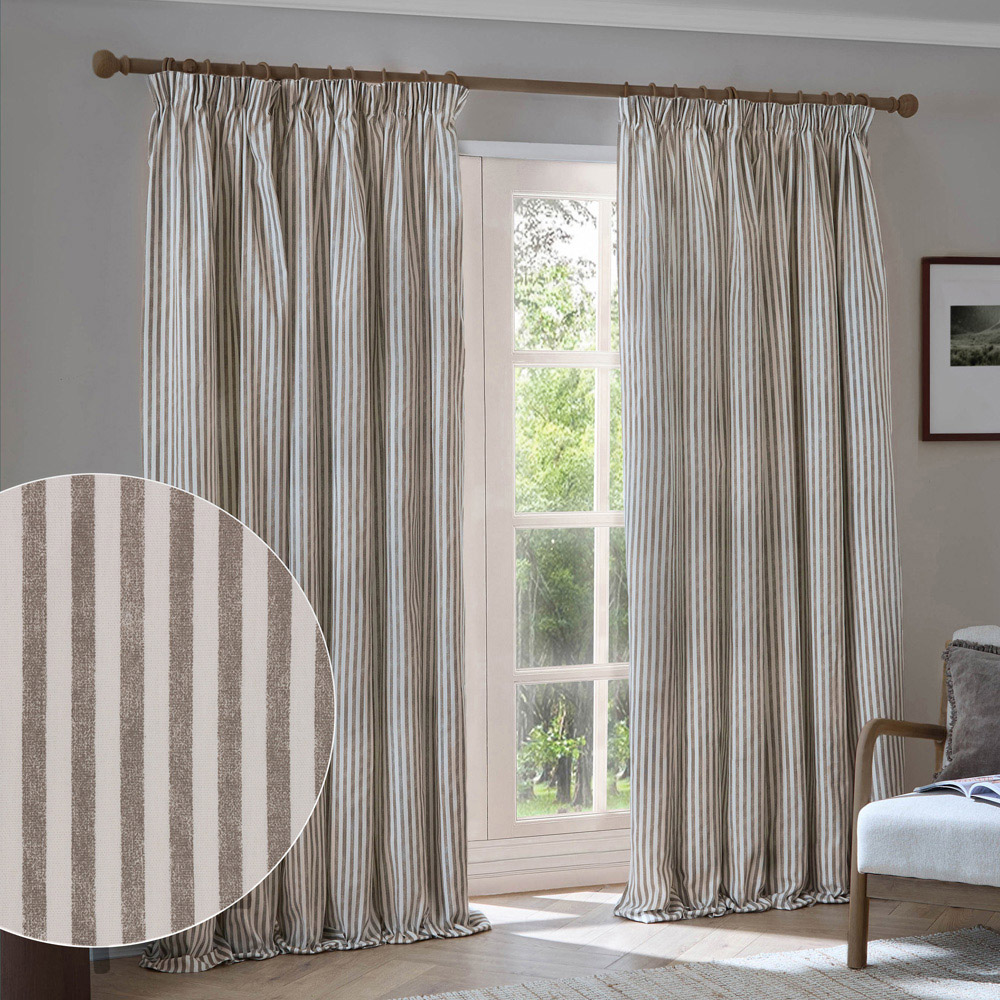 Yard Hebden Mole Cotton Blackout Pencil Pleat Curtains 168 x 137cm Image 2