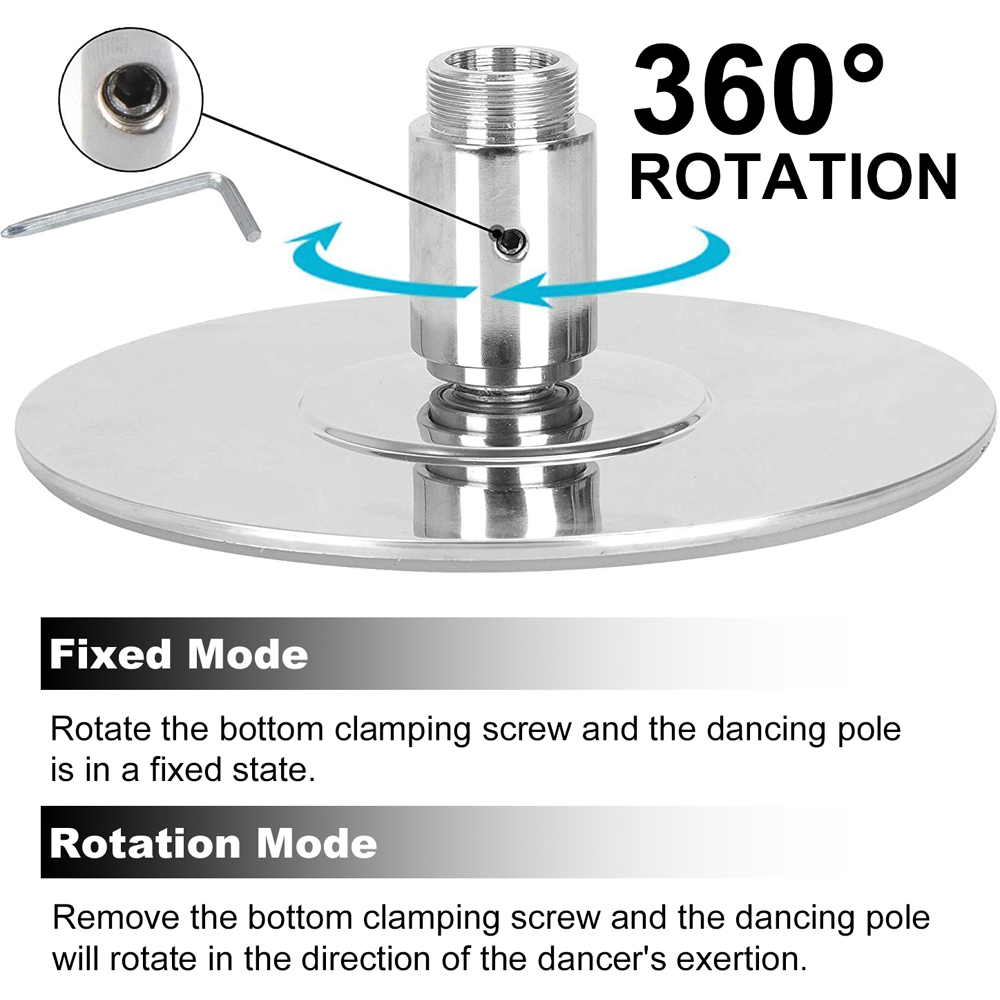 Rattrix Silver Adjustable Height Portable Reinforced Rotating Dance Pole Image 2