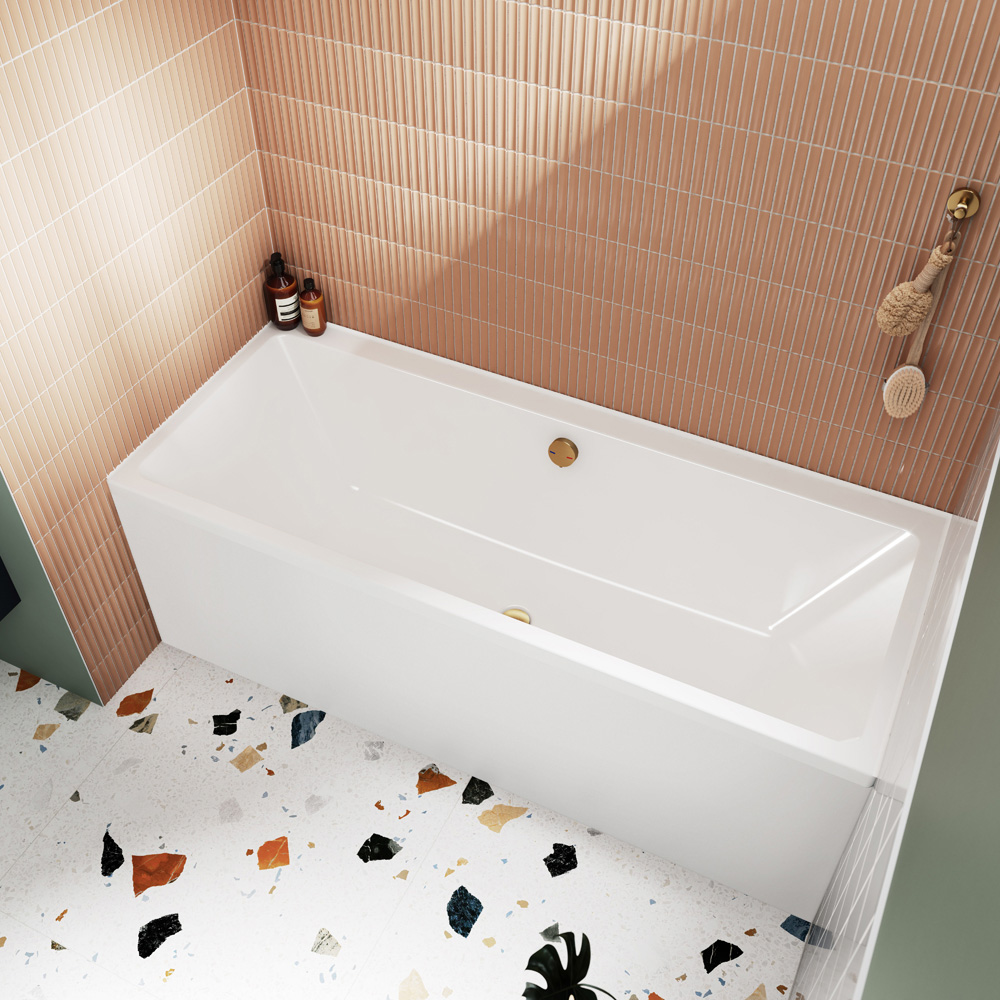 nuie Thin Edge Square Double Ended Bath and Leg Set 1700 x 700mm Image 3