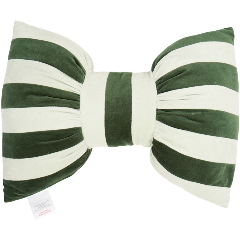 Bow Stripe Festive Velvet Cushion Image 2