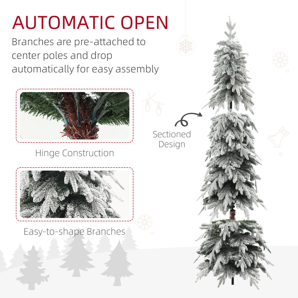 Everglow Snow Flocked Pencil Artificial Christmas Tree 7ft Image 6
