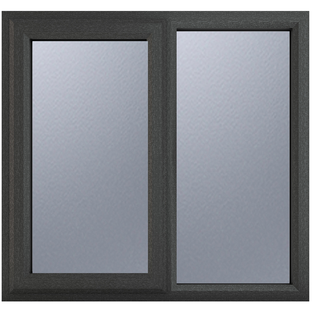 Crystal uPVC Double Glazed Window LH Side Hung Next to a Fixed Grey White Obscure Glass 905x965mm Image 1