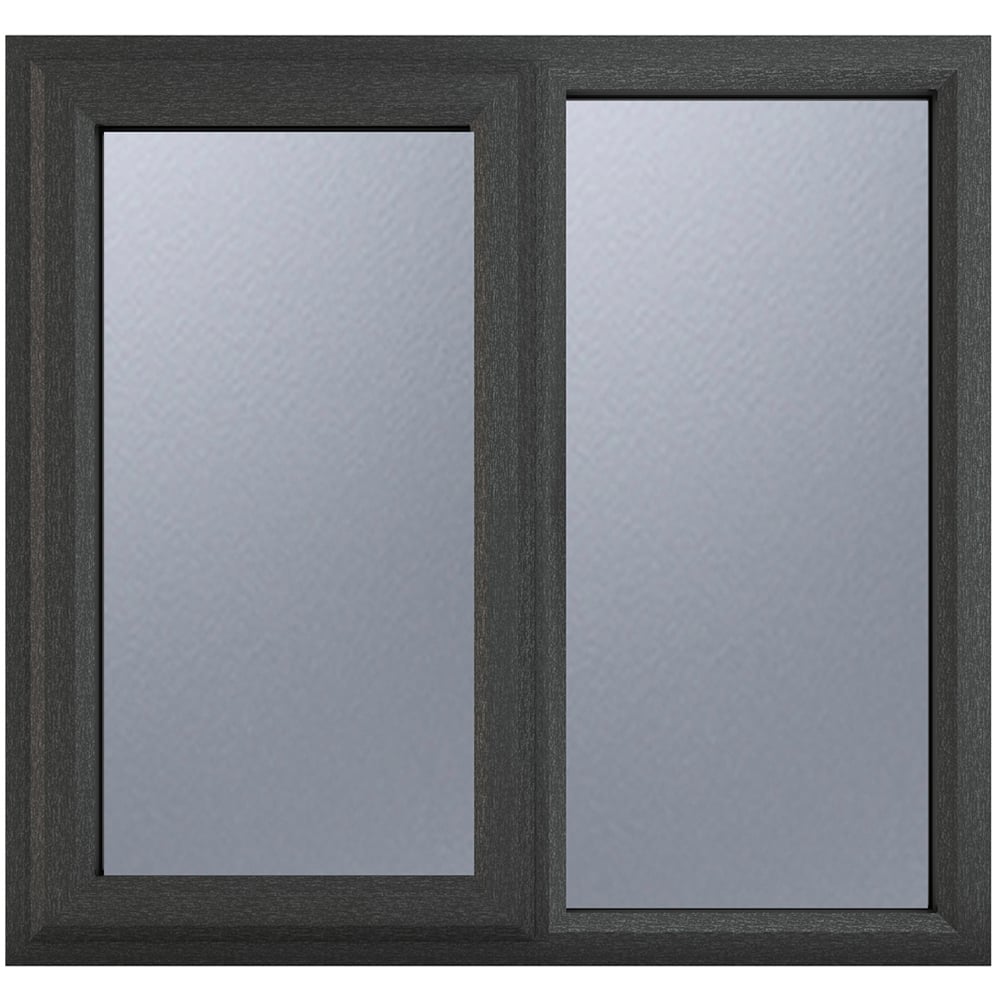 Crystal uPVC Double Glazed Window LH Side Hung Next to a Fixed Grey White Obscure Glass 1190x965mm Image 1