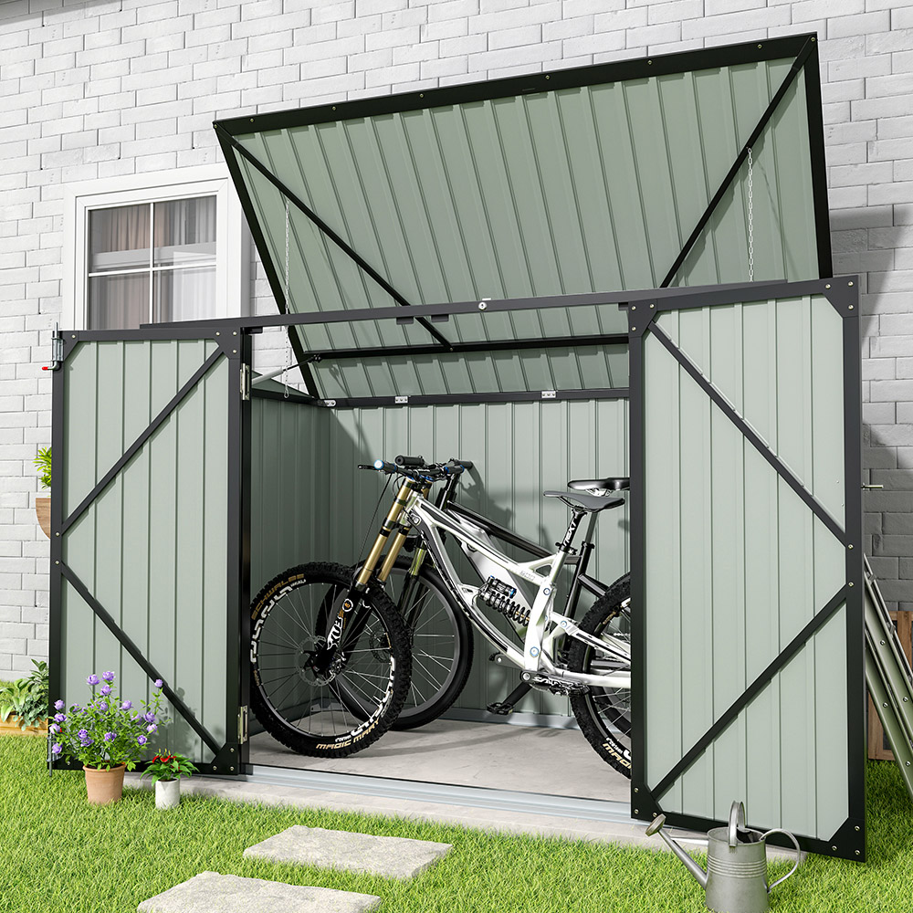 Living and Home 6.2 x 3.7ft Anthracite Zinc Steel Wheelie Bin Outdoor Storage Shed Image 7