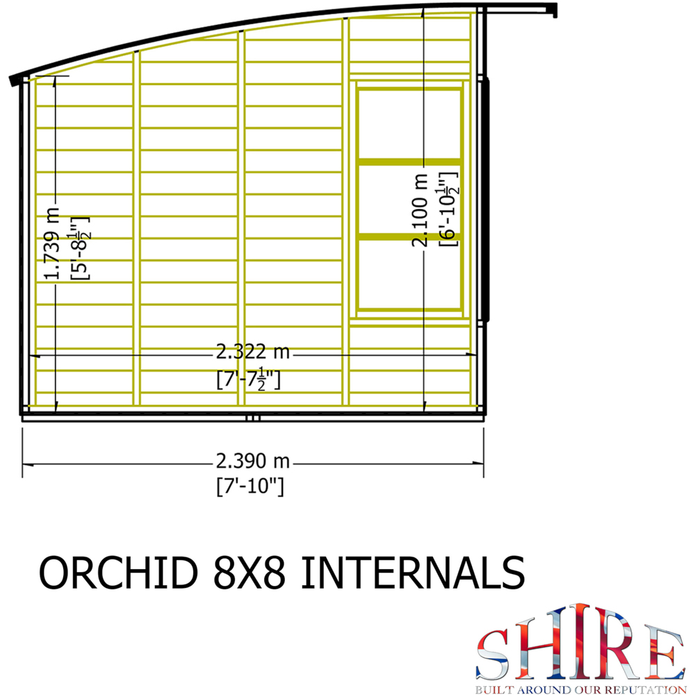 Shire Orchid Pine Wood Curved Roof 8 x 8ft Summerhouse Image 9