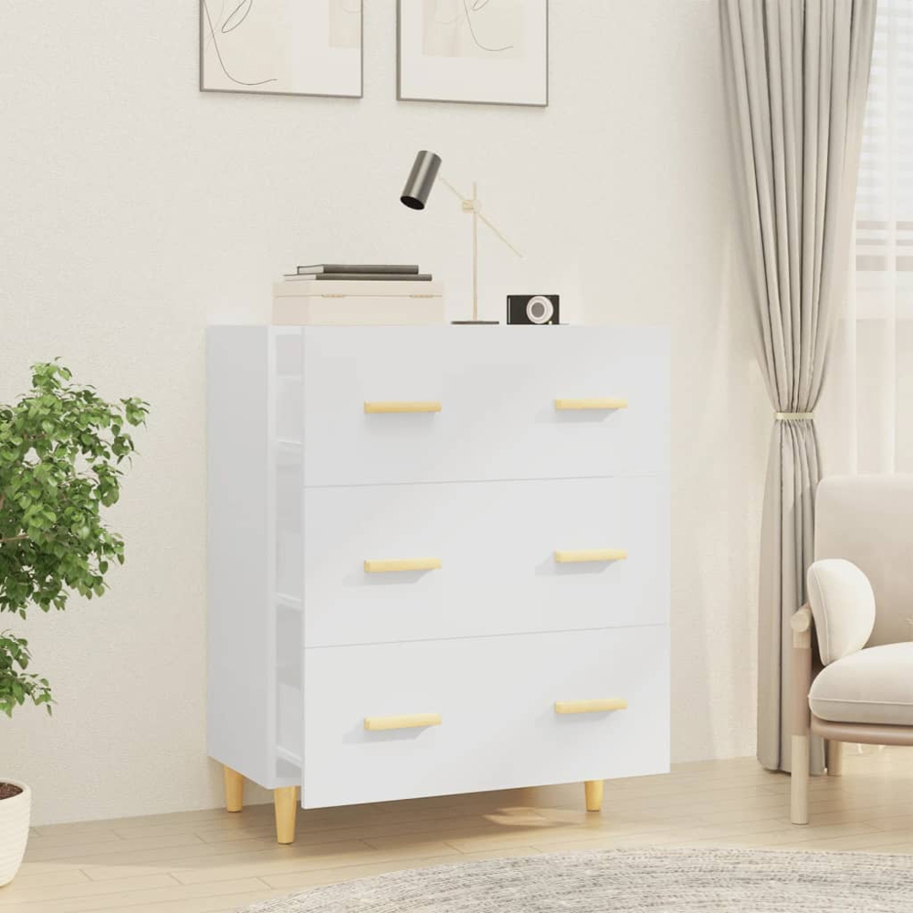 vidaXL 3 Drawer White Sideboard Image 7