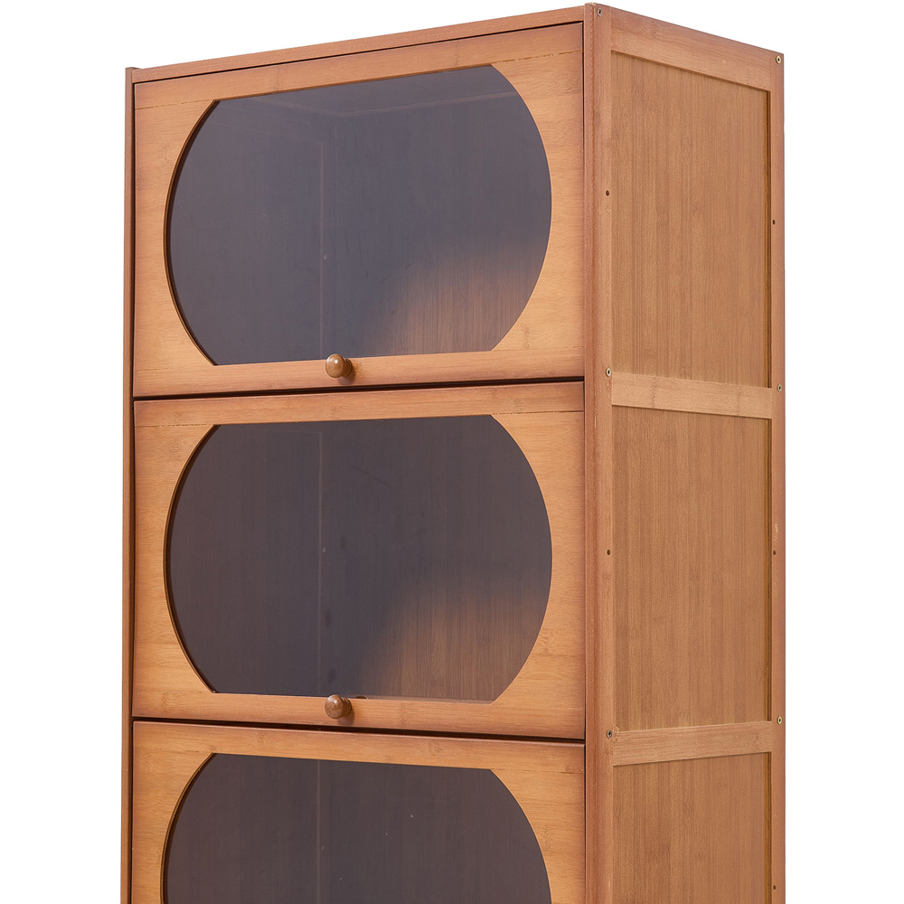 Living and Home 3 Acrylic Door Brown Bamboo Bookcase Image 5