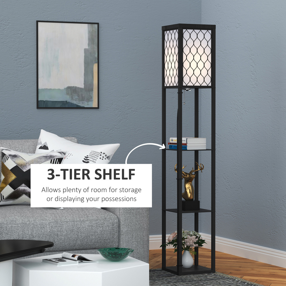 Portland 3 Shelf Black Modern Floor Lamp Image 5