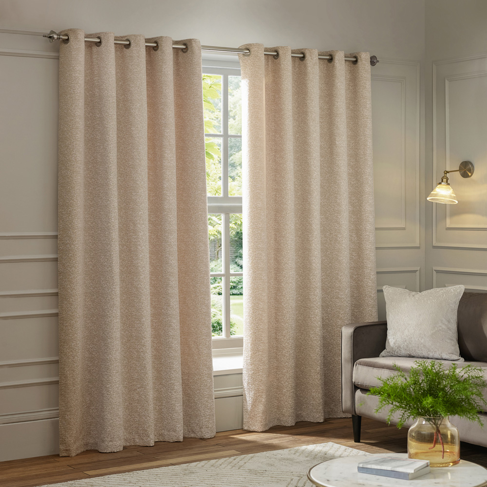 Paoletti Galaxy Blush Fully Lined Velvet Eyelet Curtains 168 x 137cm Image 1