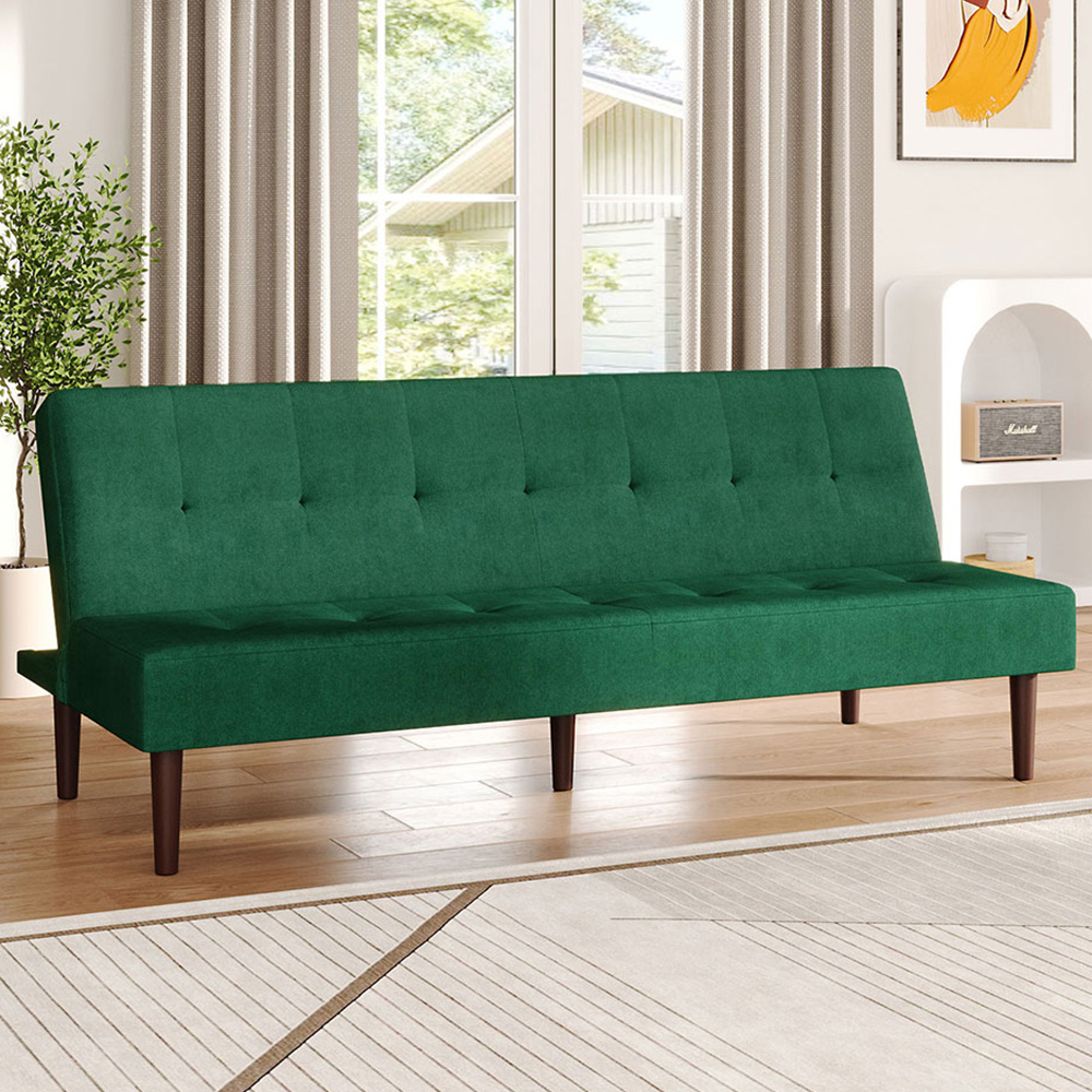 Living and Home 3 Seater Convertible Tufted Towelling Sofa Bed Image 1