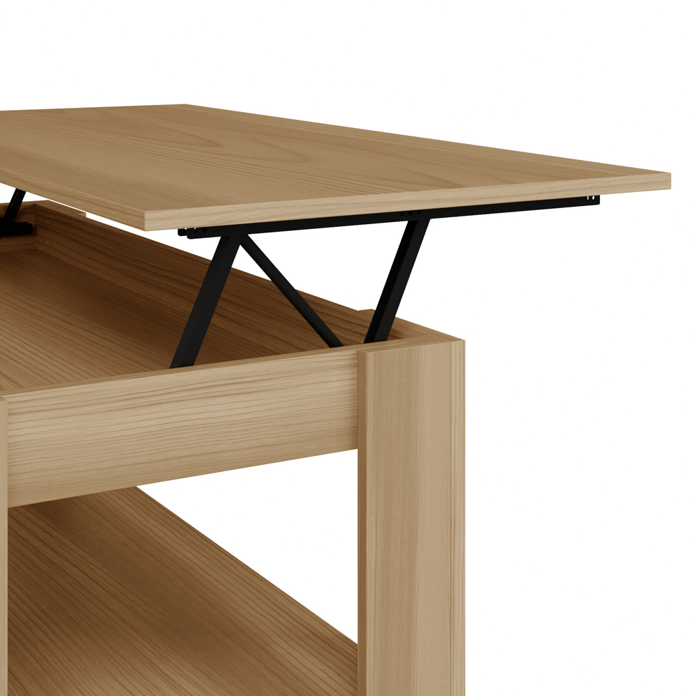 GFW Oak Wood Lift Up Coffee Table Image 6