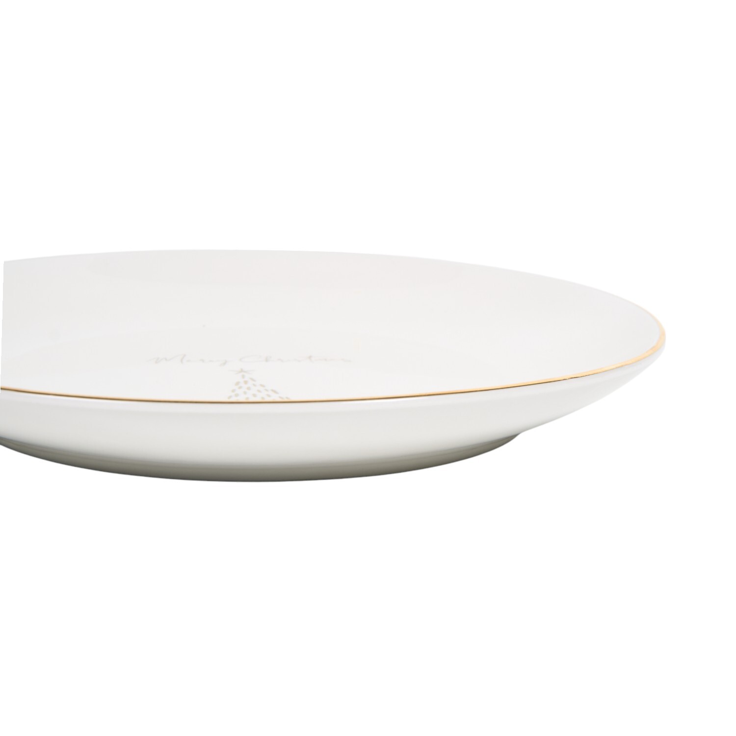Golden Christmas Tree Plate White and Gold Side Image 3