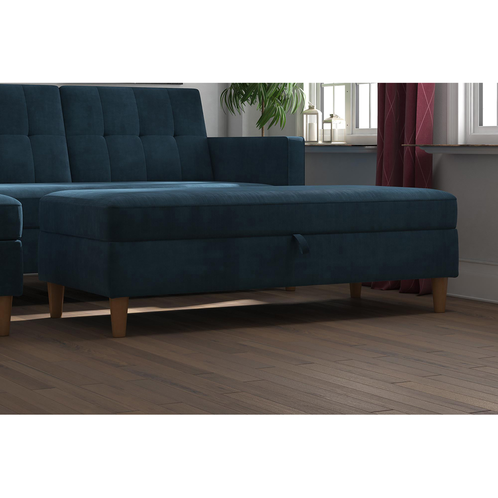 Dorel Hartford Blue Chenille Storage Ottoman Image 6