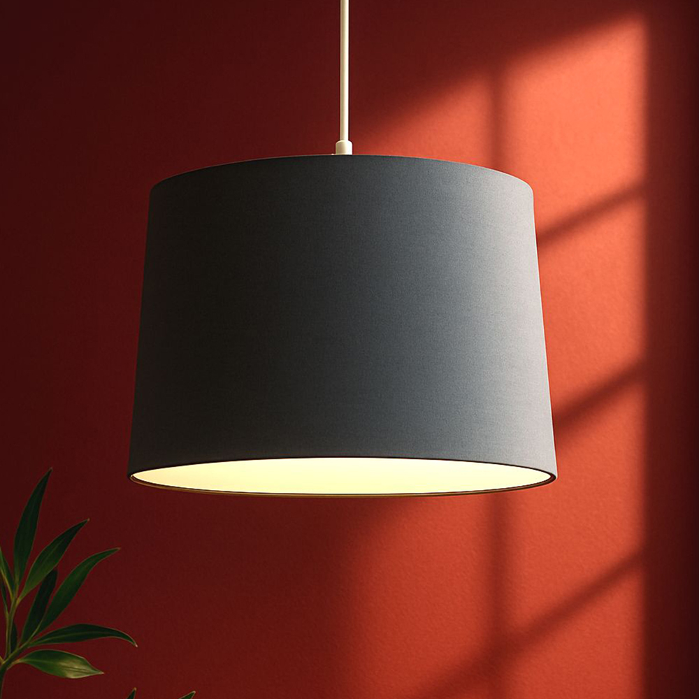 Lighting Collection Underwood Grey Linen Tapered Drum Ceiling Lamp Shade 30cm Image 2