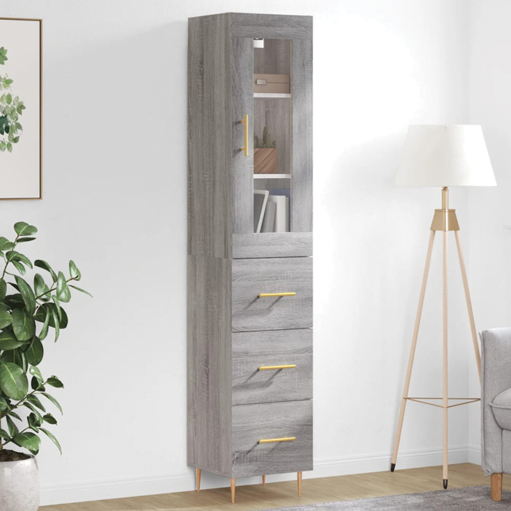 vidaXL 4 Door Grey Sonoma Highboard Image 1