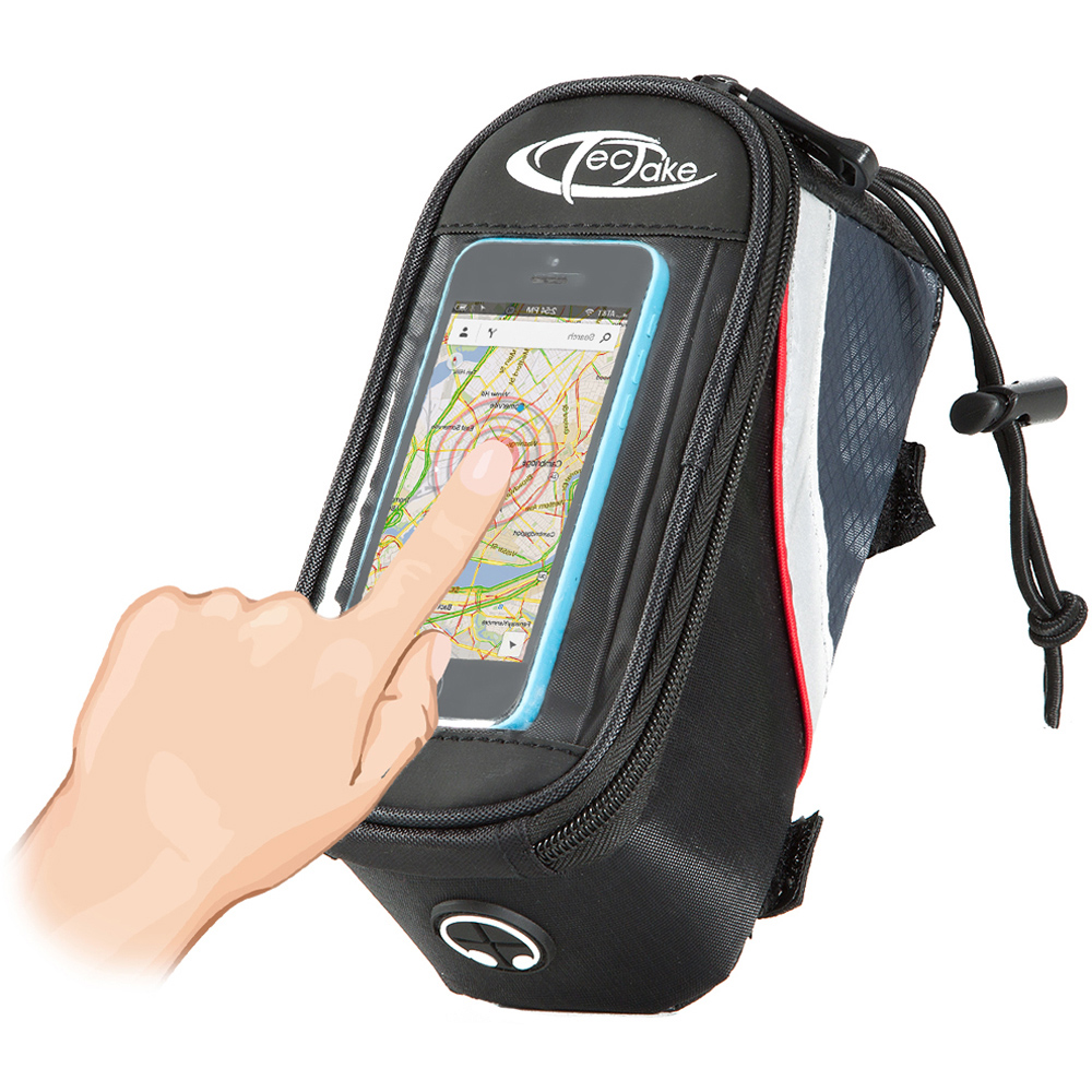 tectake Black Grey and Red Bike Phone Holder Image 3