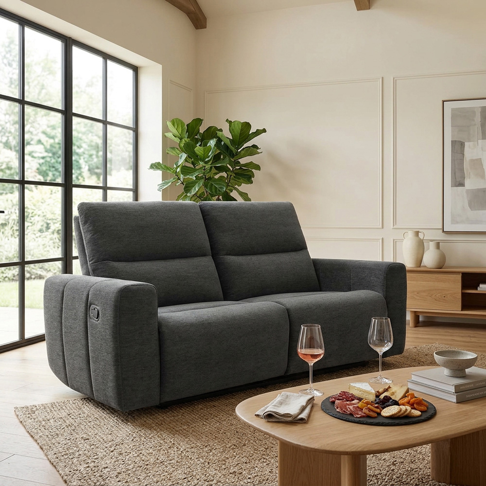 Holborton Manual Recliner Sofa Dark Olive 3 Seater Image 3