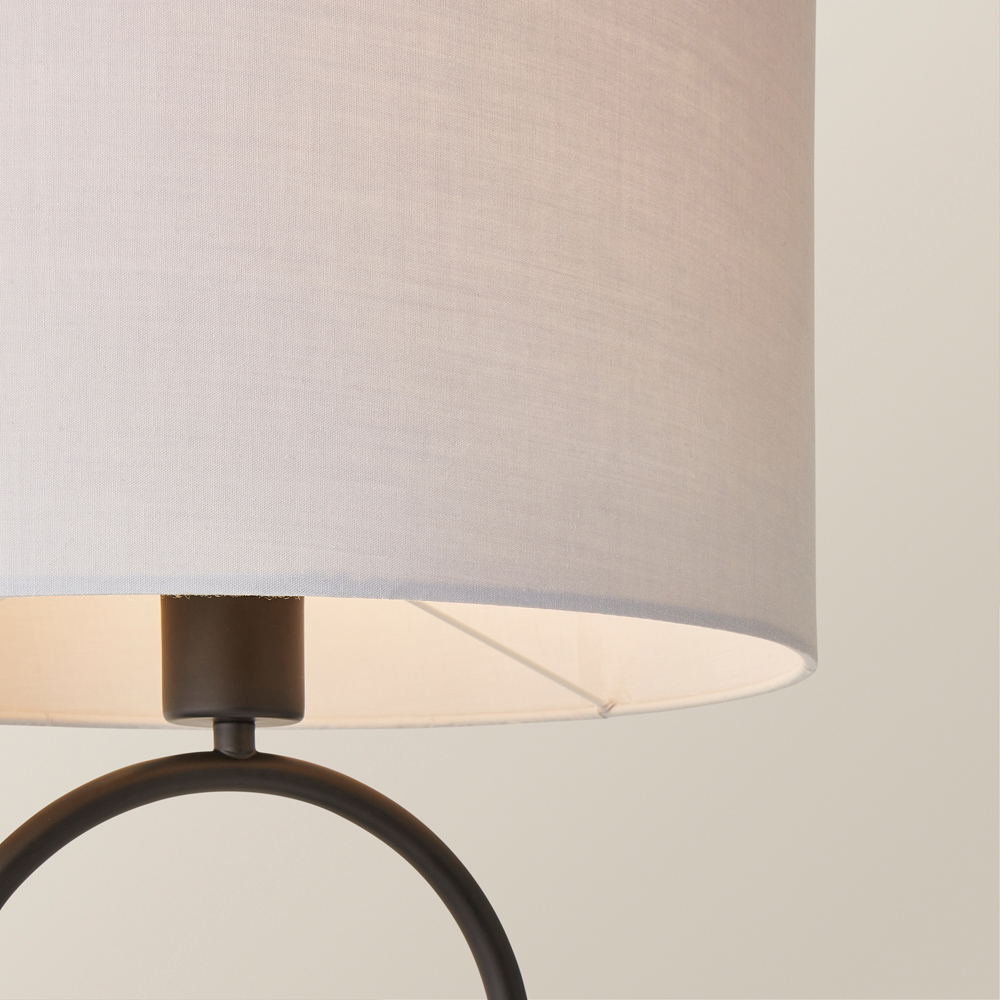 ValueLights Antonia Grey Fabric Drum Shade Matte Black Oval LED Table Lamp Image 3
