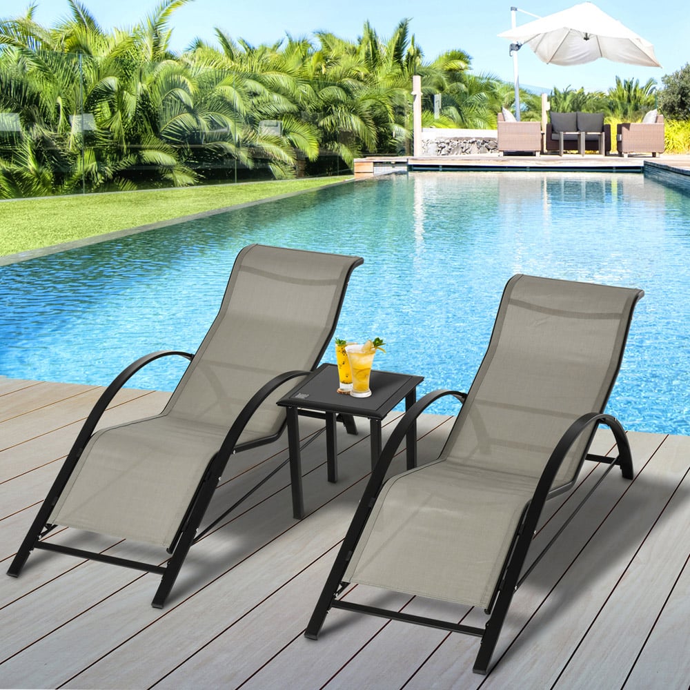 Outsunny 2 Seater Grey Lounge Set Image 1