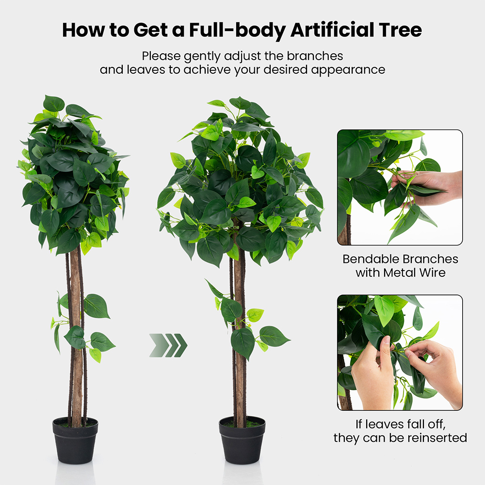 Costway Hydrangea Tree Artificial Plant In Pot 3.7ft Image 6