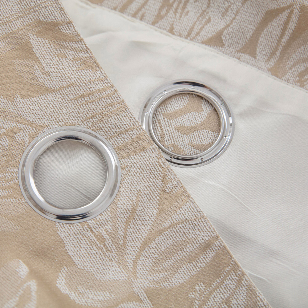 Alan Symonds Cream Chenille Jacquard Lined Ring Top Eyelet Curtains 168 x 137cm Image 2