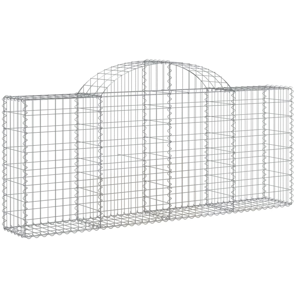 vidaXL Silver Galvanised Iron Arched Gabion Basket 200 x 30 x 80/100cm 8 Pack Image 1
