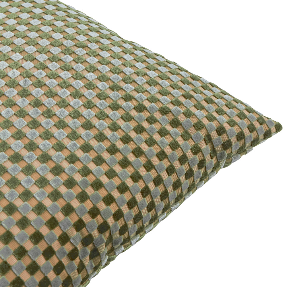 Furn Christmas Eucalyptus Checkered Velvet Cushion 45 x 45cm Image 2