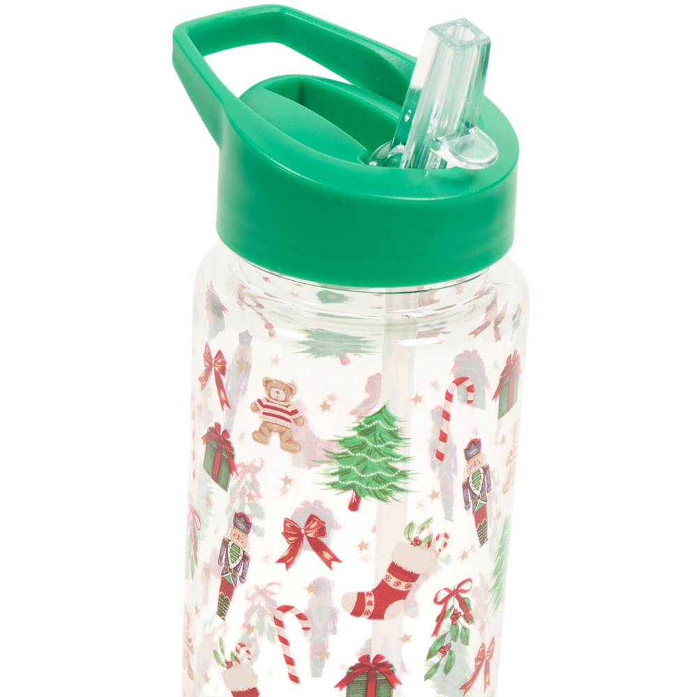 Christmas Print Bottle with Straw Image 4