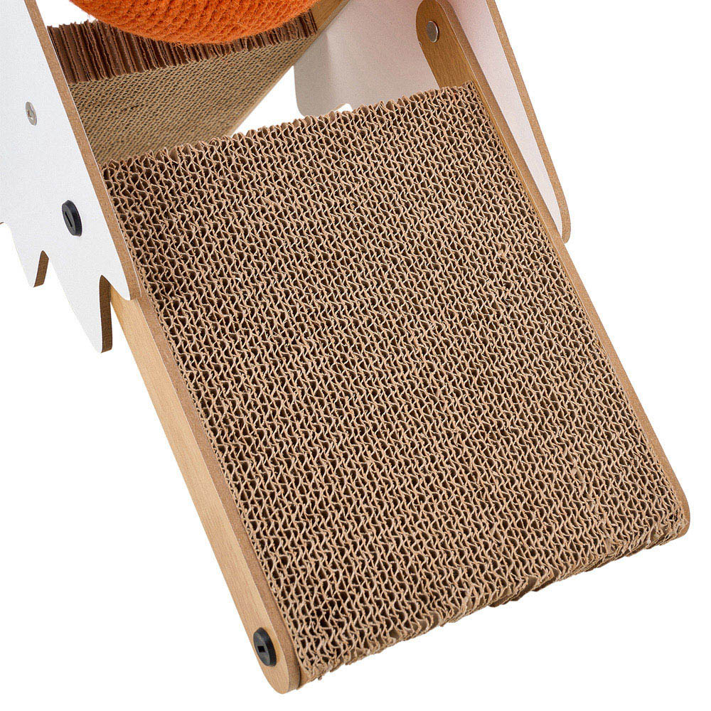 H&O Direct Snowy Mountain Wooden Cat Scratcher with Spinning Ball Image 4