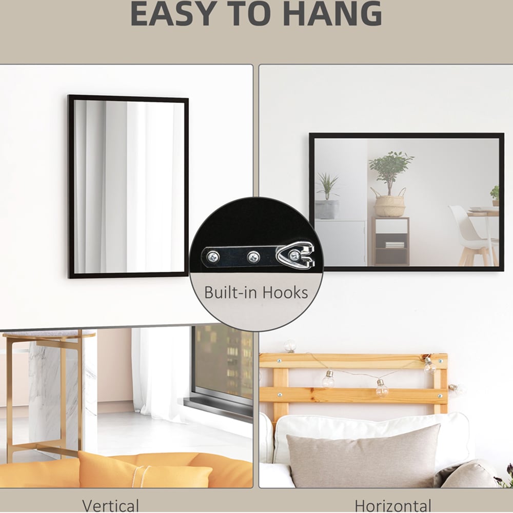 Portland Black Bathroom Wall Mirror 70 x 50cm Image 6