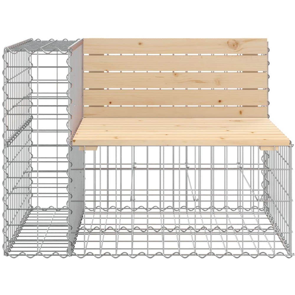 vidaXL 3 Seater Natural Solid Wood Pine Gabion Garden Bench Image 3