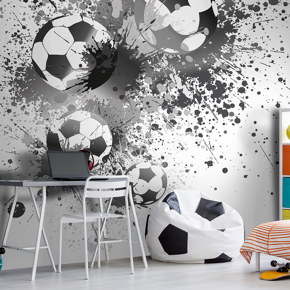 Origin Murals Football Splash Grey Wall Mural Image 1