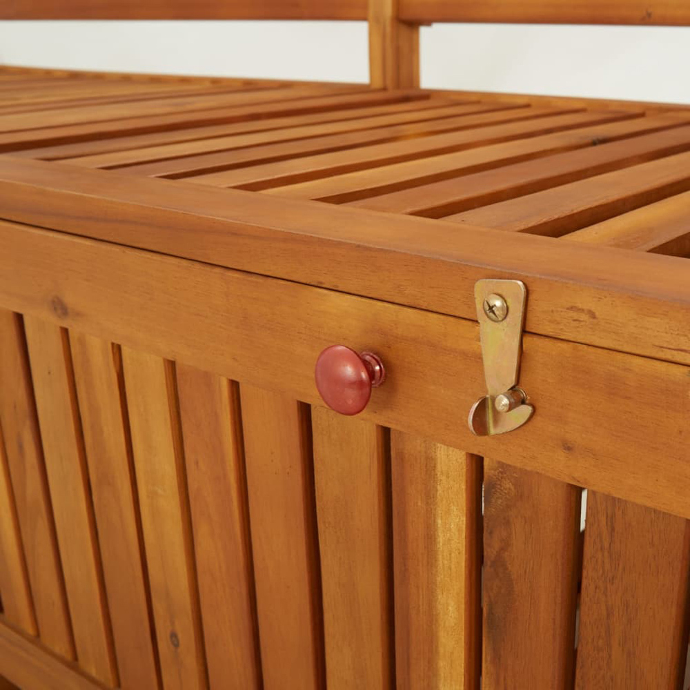 vidaXL 2 Seater Brown Solid Acacia Wood Garden Storage Bench Image 7
