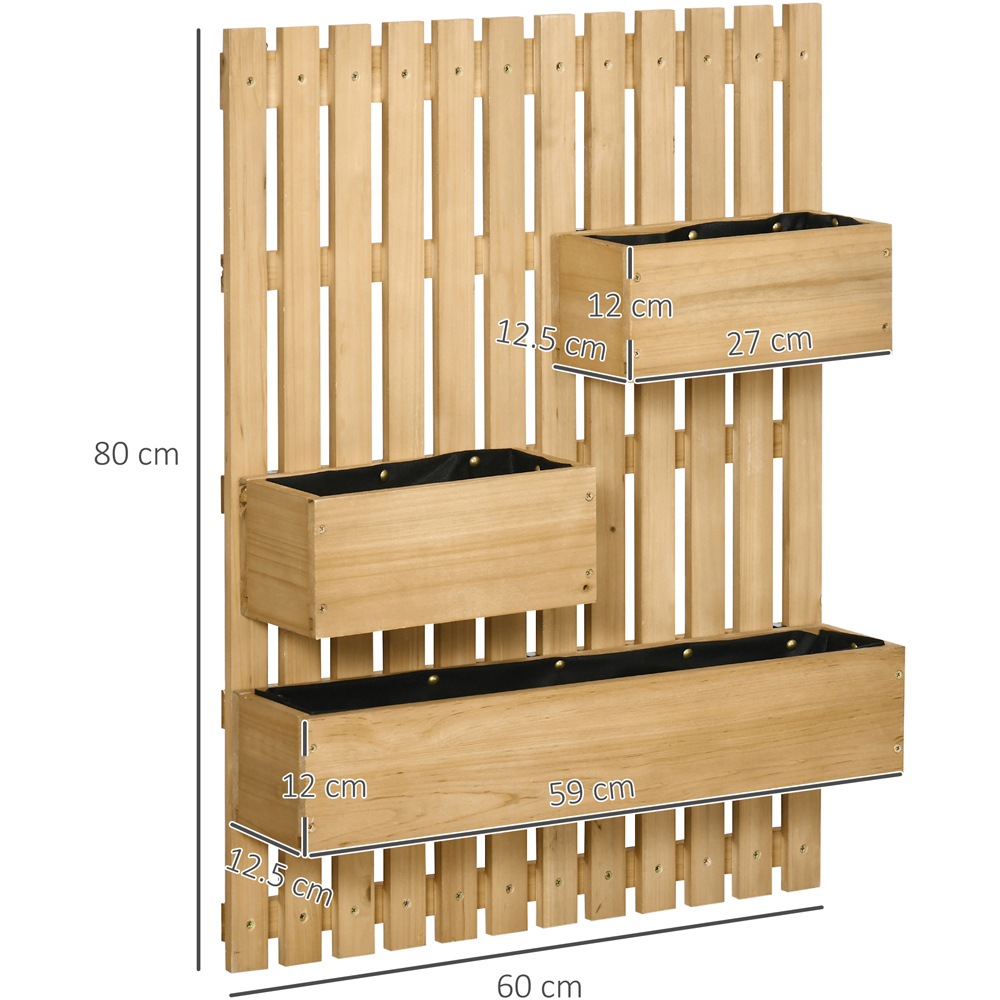 Outsunny Wooden Wall-Mounted Garden Trellis with 3 Movable Planter Boxes Image 8