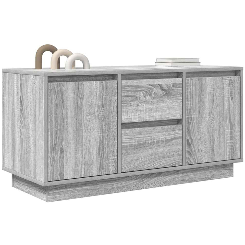 vidaXL 2 Door 2 Drawer Grey Sonoma TV Cabinet with RGB LED Lights Image 4