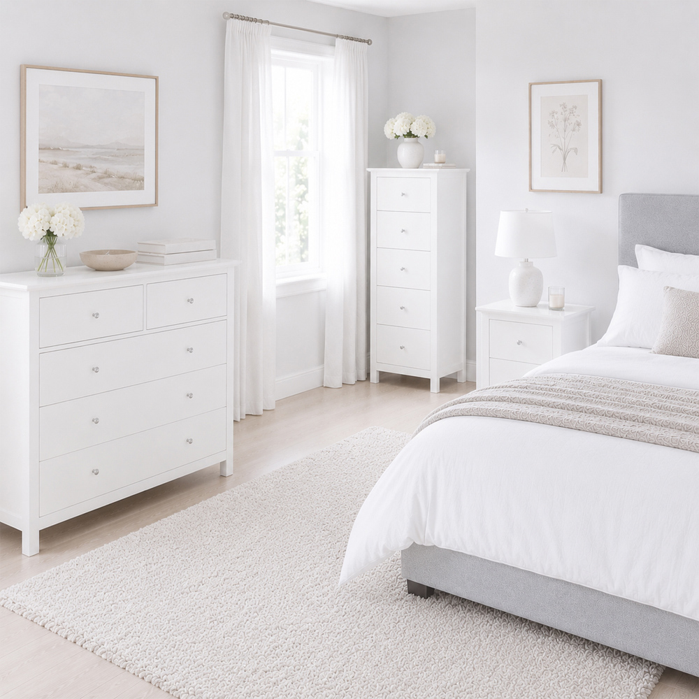 Core Products Nairn 5 Drawer White Narrow Chest of Drawers Image 7