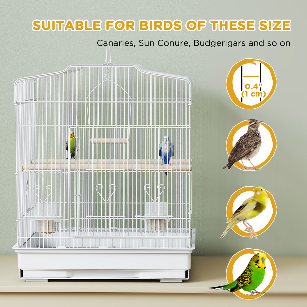 PawHut White Large Bird Cage 59 x 36 x 47cm Image 8