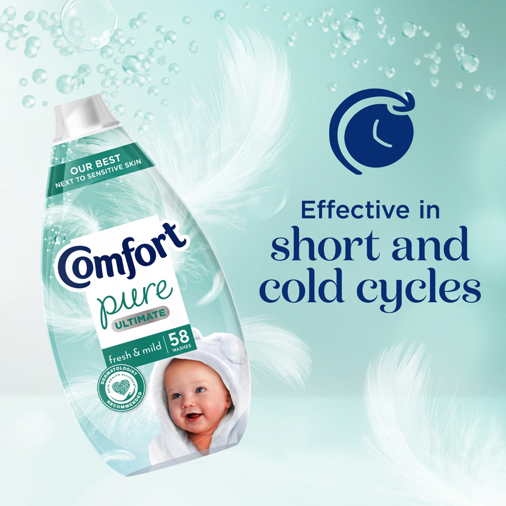 Comfort Pure Ultimate Fresh and Mild Ultra Concentrated Fabric Conditioner 58 Washes 870ml 3 Pack Image 4