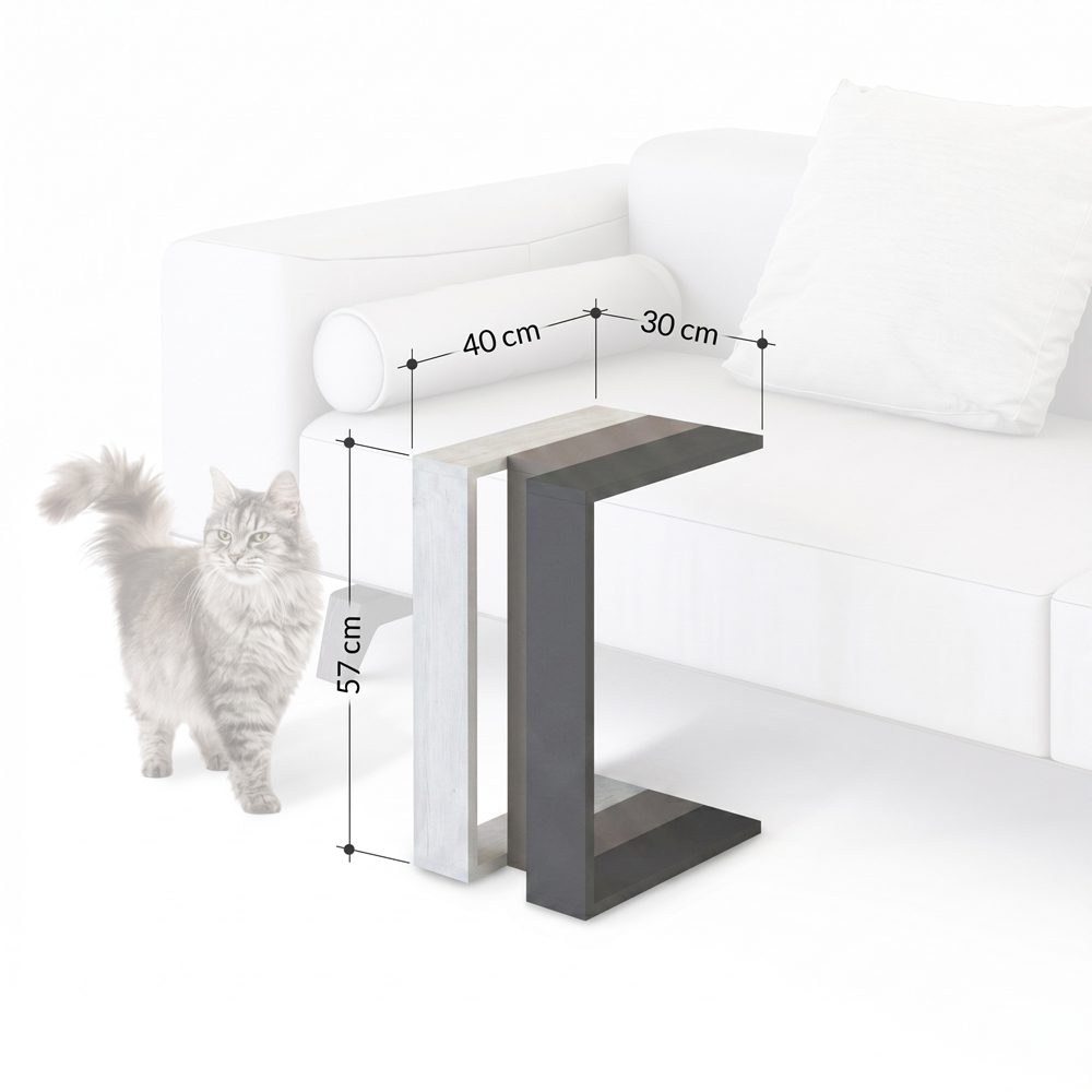 Decortie Muju Anthracite Mocha Grey and Ancient White Modern C Shape Side Table Image 7