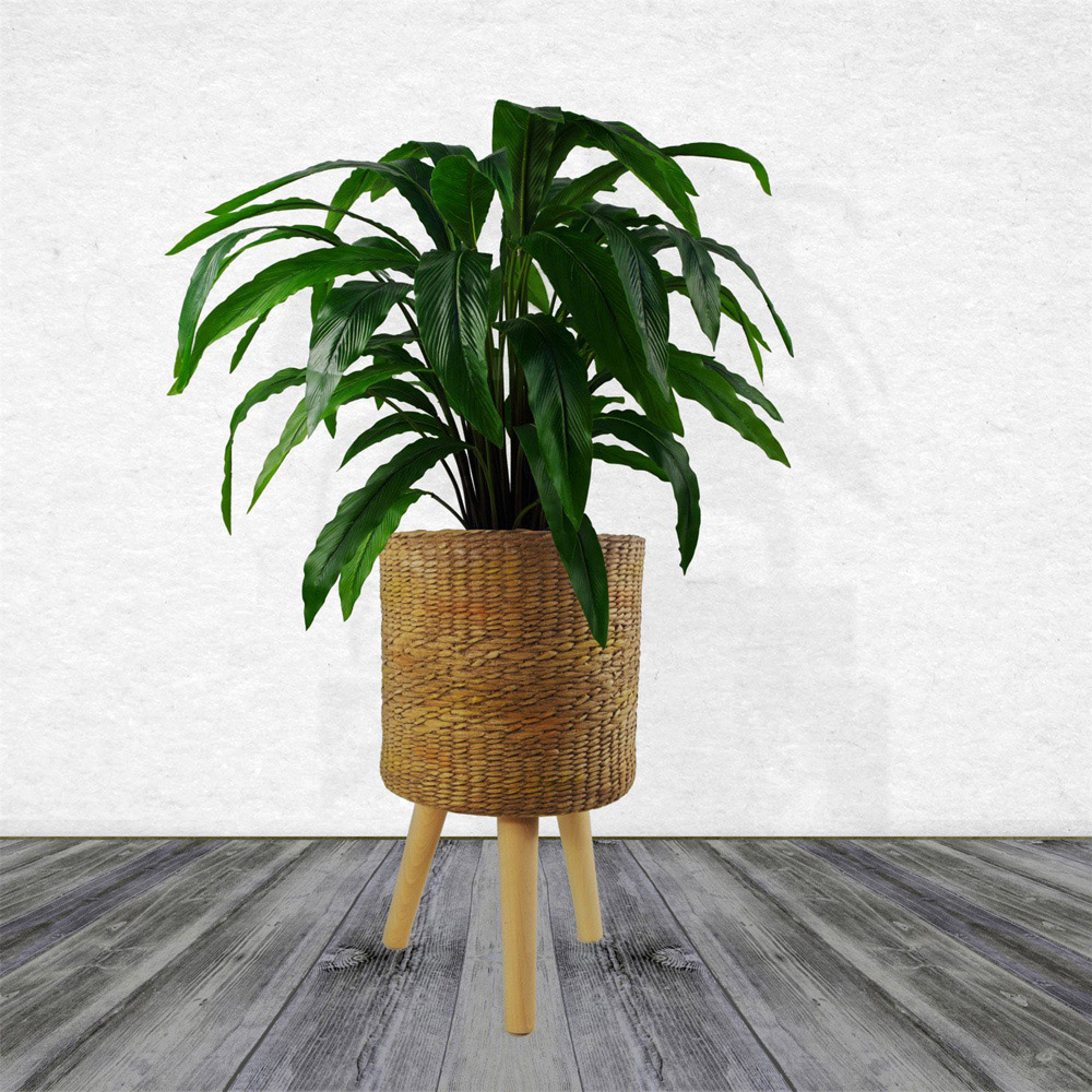 Leaf Rattan Effect Composite Planter with Stand Image 8