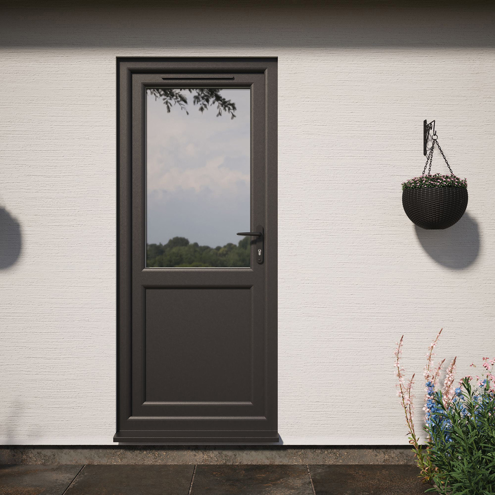 Crystal Black and White Half Glass LH Open Clear Triple Glazed Door 920 x 2090mm Image 4
