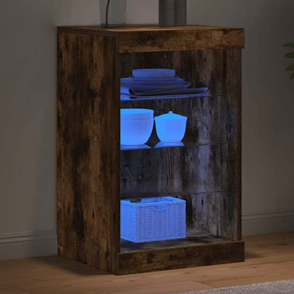 vidaXL 4 Shelf Smoked Oak Sideboard with RGB LED Lights Image 1