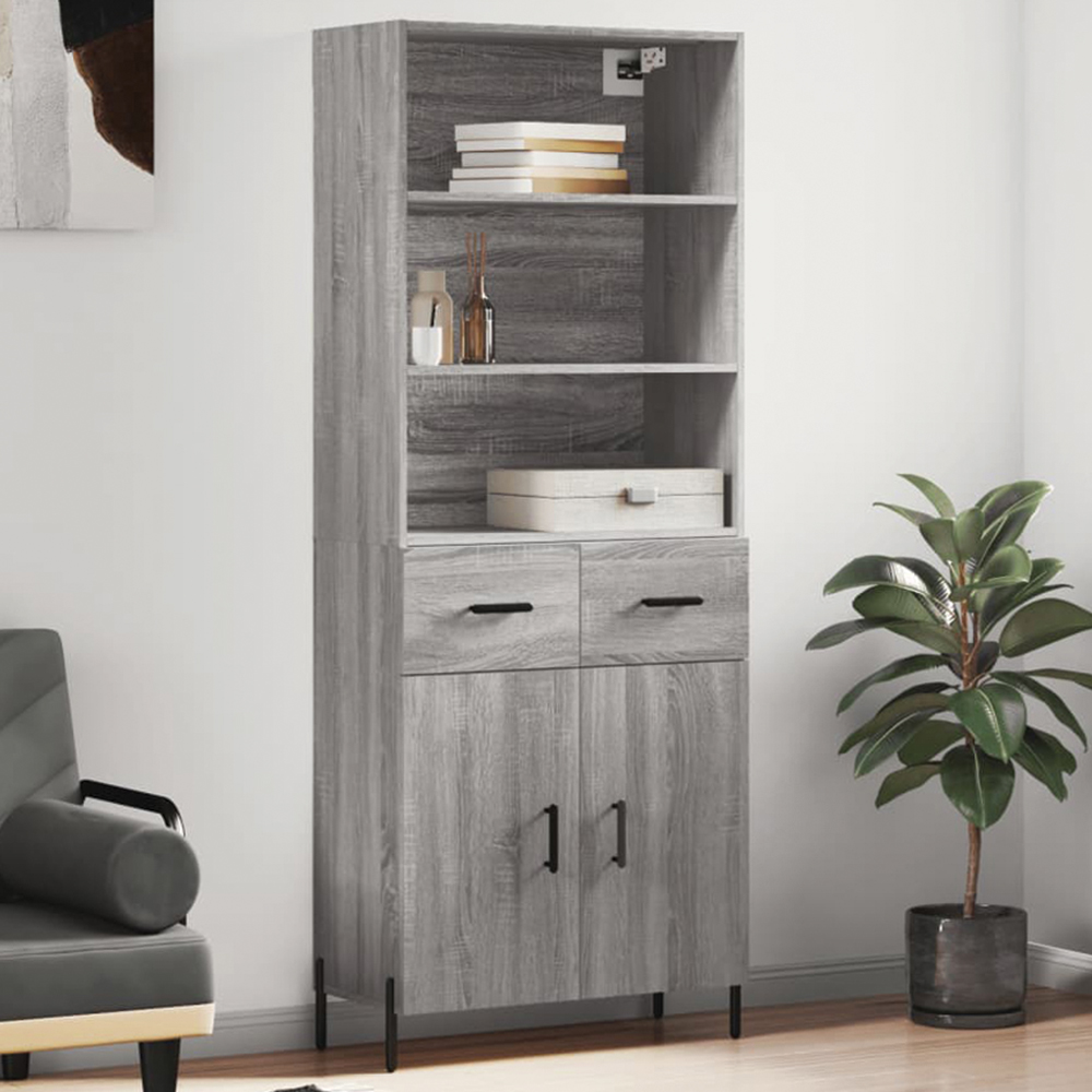 vidaXL 2 Door 2 Drawer 3 Shelf Grey Sonoma Highboard Image 1