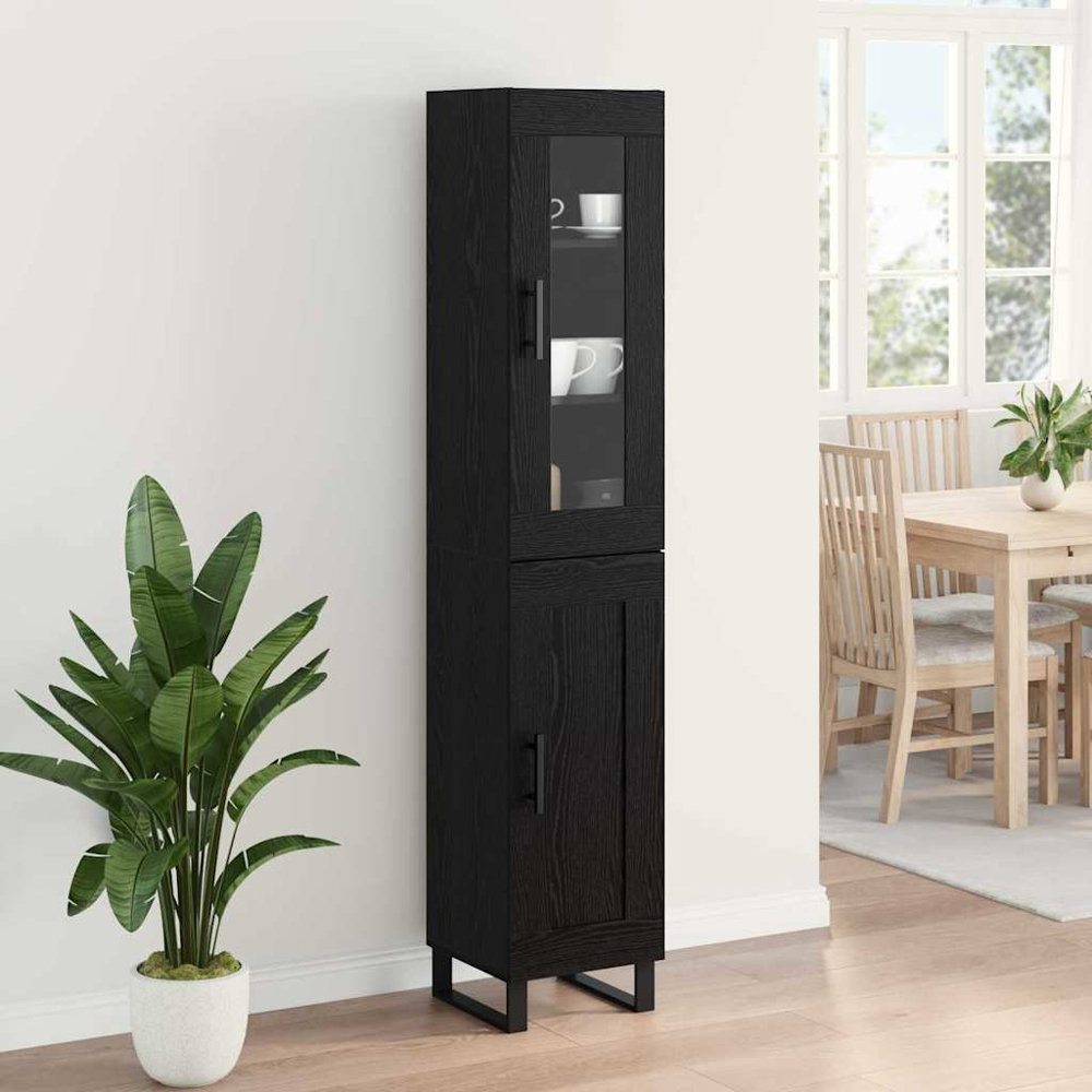 vidaXL 2 Door Black Tall Slim Highboard Image 9
