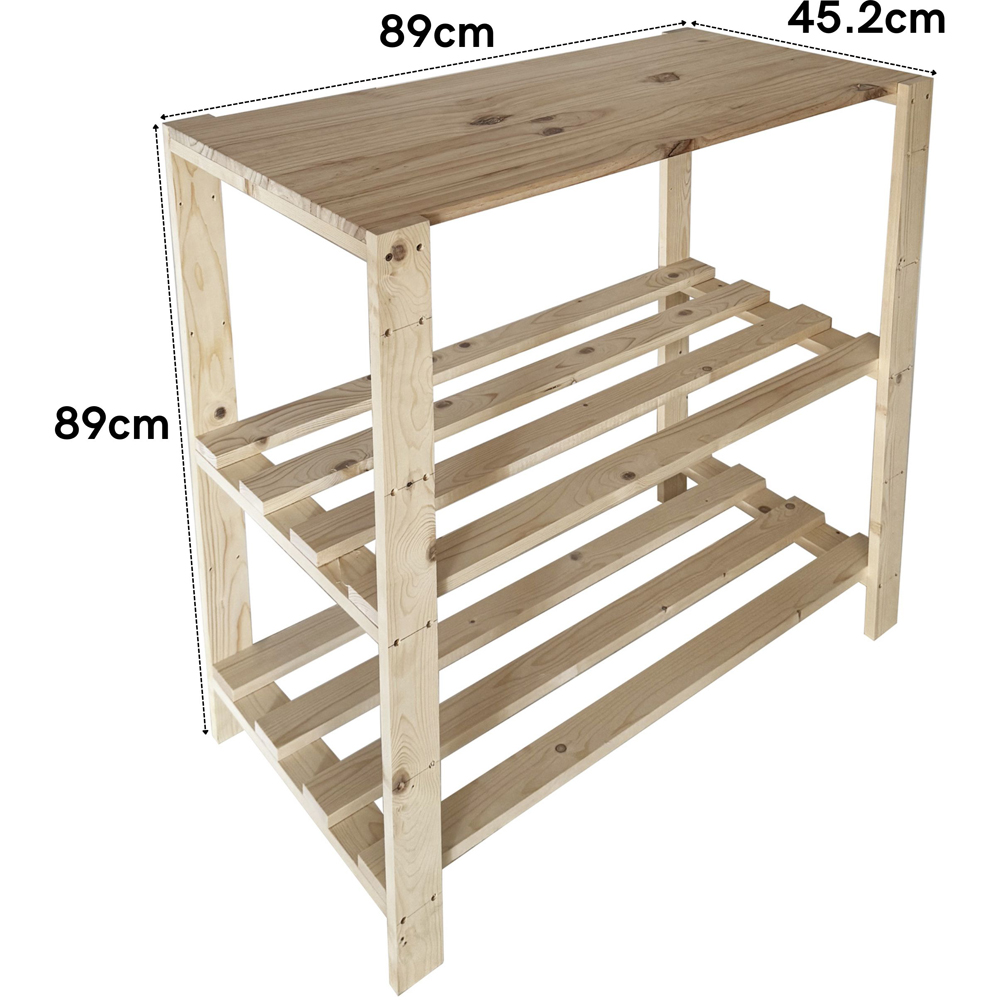 Core Products 3 Shelf Pre-Sanded Finish Solid Work Top Pine Slatted Heavy Duty Storage Unit Image 8