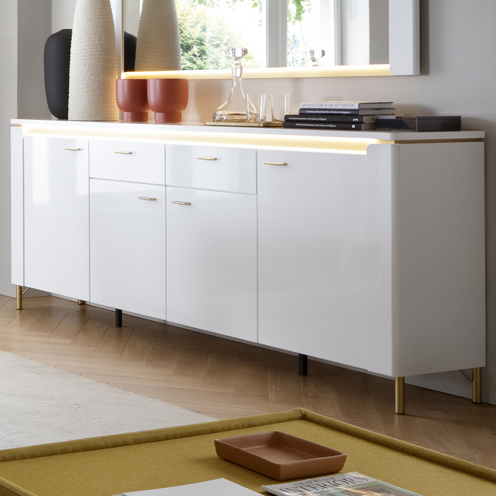 Furniture To Go Lazio 4 Door 2 Drawer Alpine White Sideboard Image 1