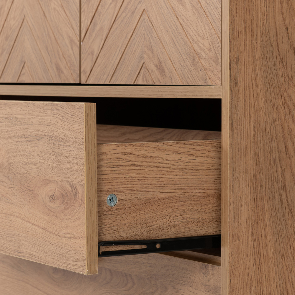 Seconique Leon 2 Door 2 Drawer Medium Oak Effect Storage Cabinet Image 7