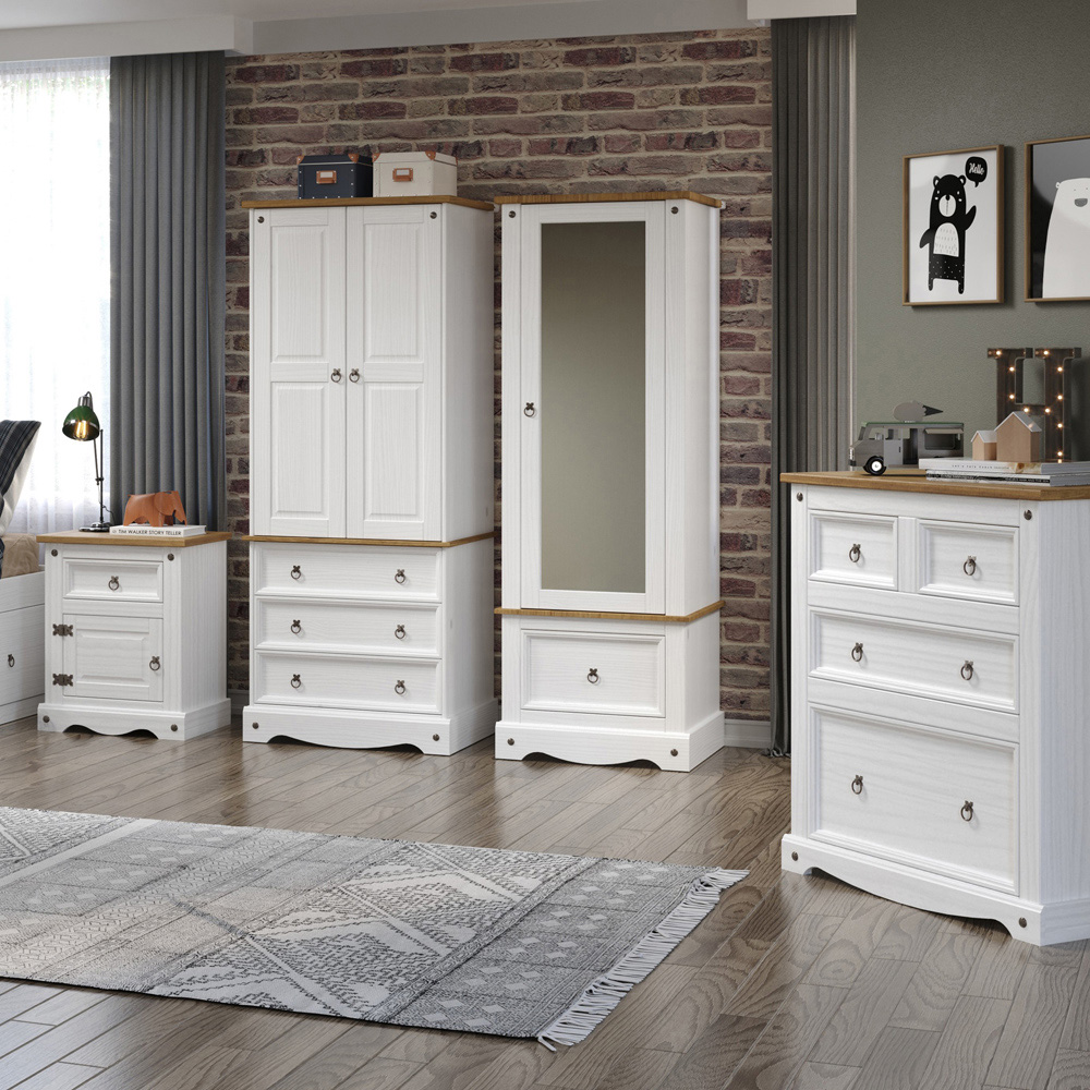 Core Products Corona 3 Drawer White Bedside Cabinet Image 6