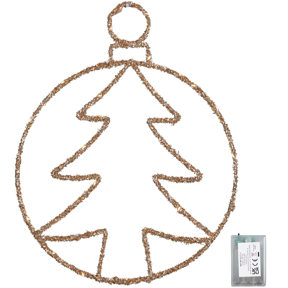 Samuel Alexander Warm White Twinkling LED Light Up Gold Tree Ball Hanging Christmas Decoration Image 5